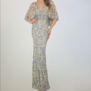 Mac Duggal fully beaded capelet gown